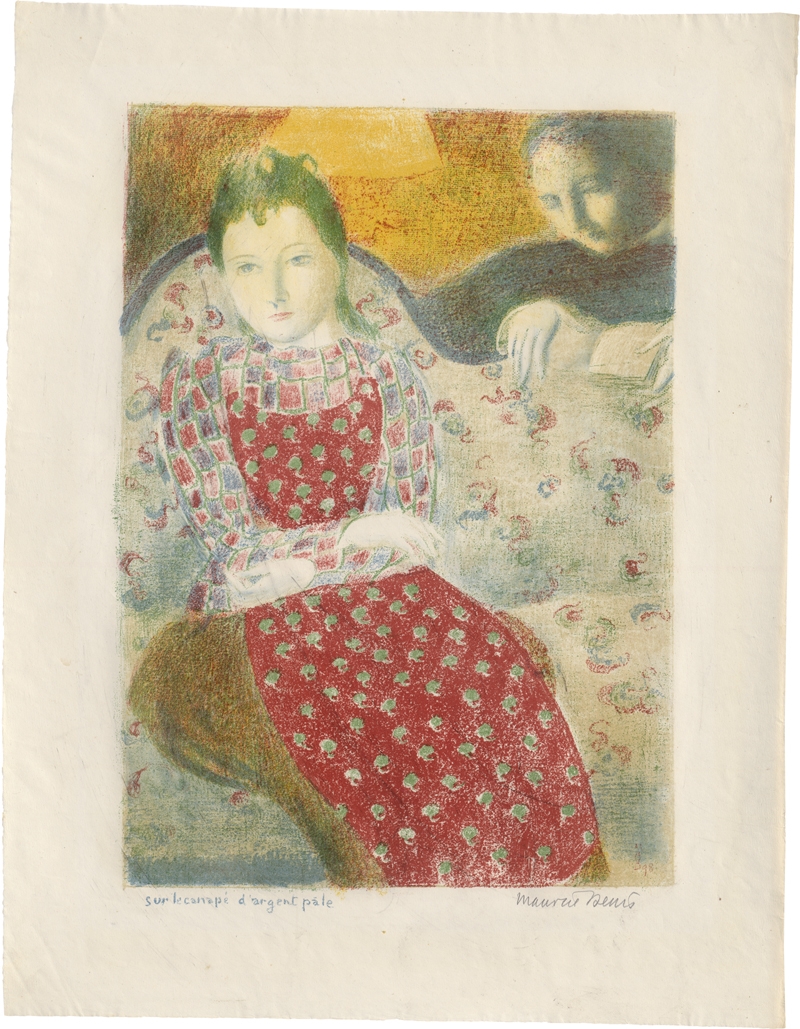 Artwork by Maurice Denis, Sur le canapé d'argent pâle, Made of Farblithographie auf feinem China