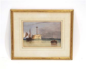 Sailing vessels on a calm sea, - William Gay