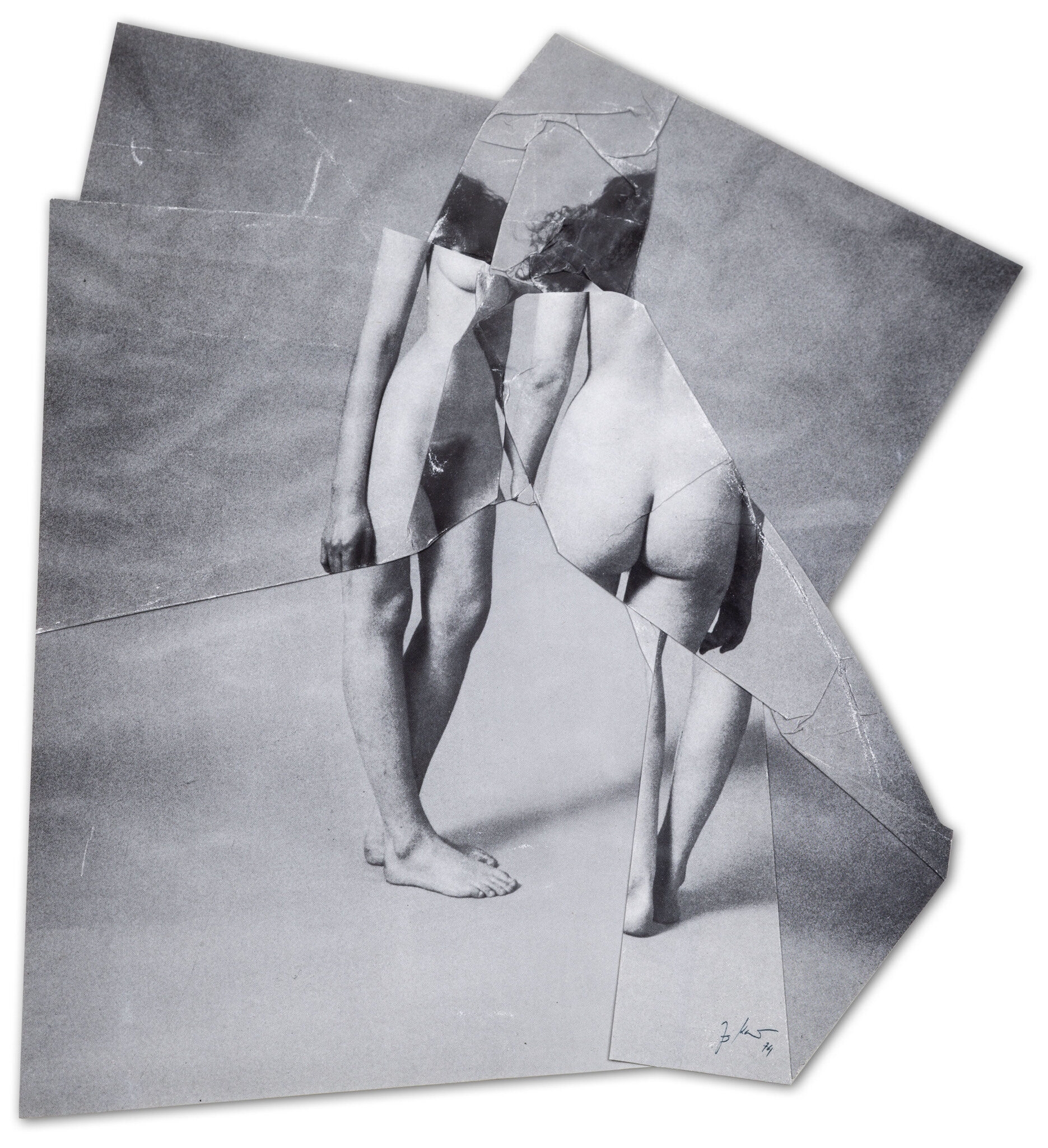 Artwork by Jiří Kolář, Female nude in the mirror, Made of collage