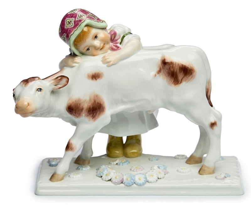 Artwork by Bochmann Max, Mädchen mit Kalb