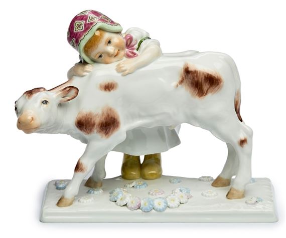 Mädchen mit Kalb - Bochmann Max