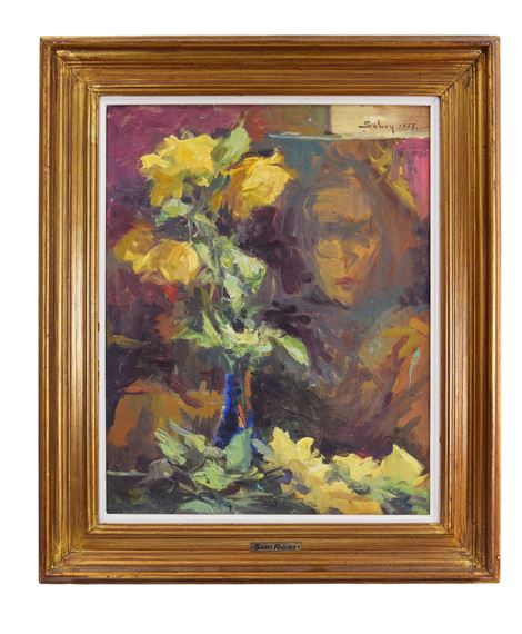 Sabry Helmy Ragheb | Portrait of a Lady with flowers | MutualArt
