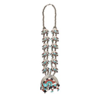 An Alonzo Hustito Rainbow Man-motif squash blossom-style necklace - Alonzo Hustito