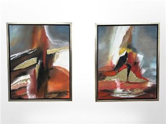 Kiesdn Gulin : A pair of abstract oils, 40cm x 50cm - Kiesdn Gulin