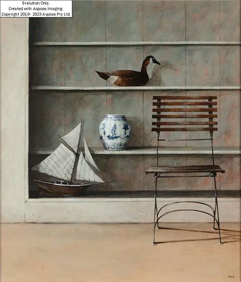 Painted Wooden Shelves, 1995; acrylic on board, signed lower right 'Bone', 35.5 x 30.7 cm (ARR) Provenance: with Llewellyn Alexander Ltd, London (according to the label attached to the reverse of the frame) by Ron Bone, 1995