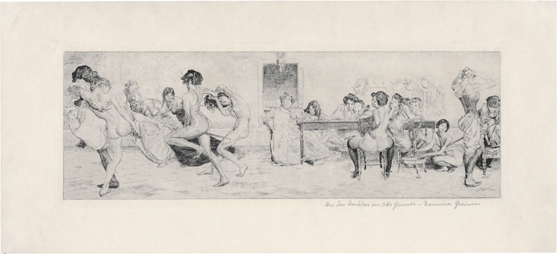 Artwork by Otto Greiner, Die Hexenschule, Made of Kupferstich auf Similijapan