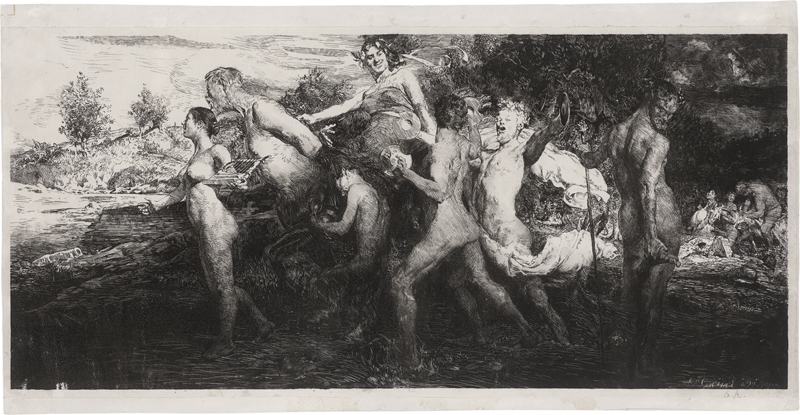 Artwork by Otto Greiner, Bacchantenzug, Made of Lithographie auf gewalztem China