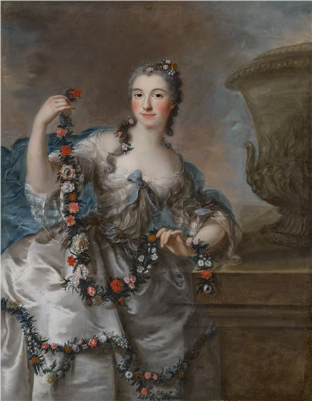 Portrait d'une femme en Flore, de trois-quarts by Marianne Loir