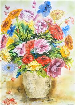 Mixed Flowers in a Vase - Debbie Sheezel