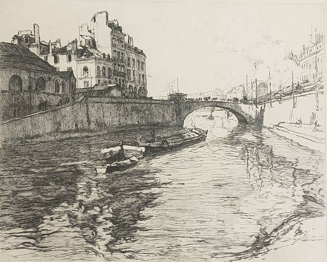 Artwork by René Pinard, Le pont de la poissonnerie, Made of Engraving