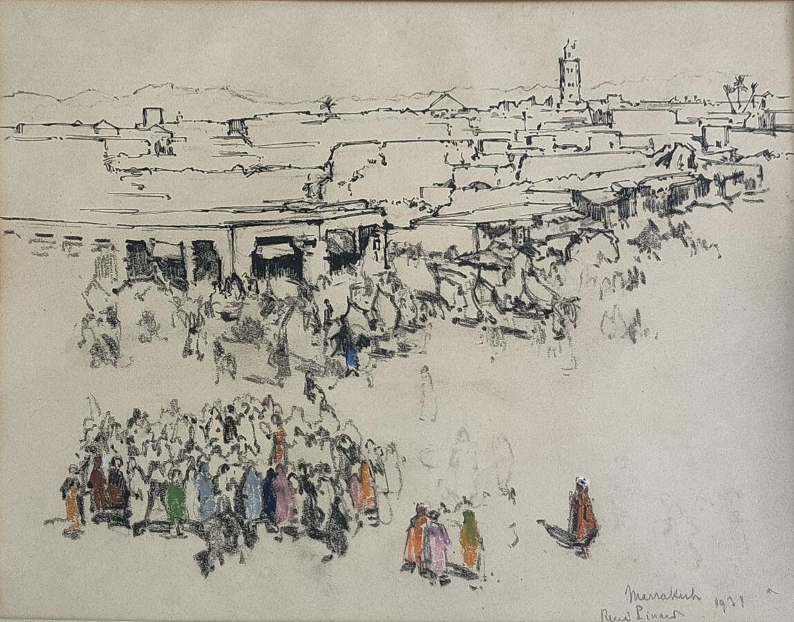 Artwork by René Pinard, Marrakech, Made of pencil and pen drawing