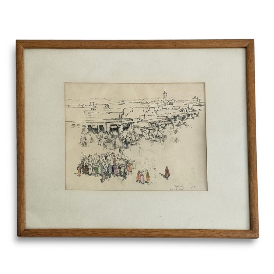 Artwork by René Pinard, Marrakech, Made of pencil and pen drawing