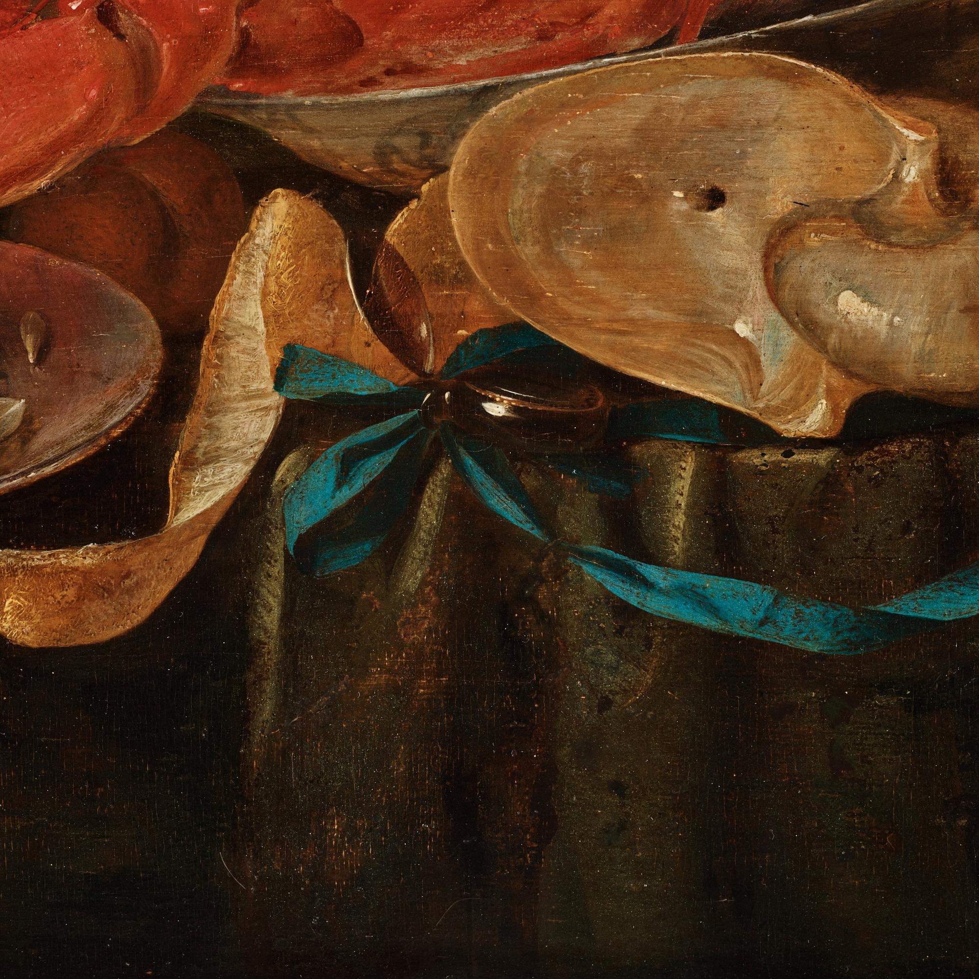 Artwork by Pieter van Overschee, Still Life with Lobster, Nautilus Shell, Wanli dish, and Lemon, Made of Reinforced panel
