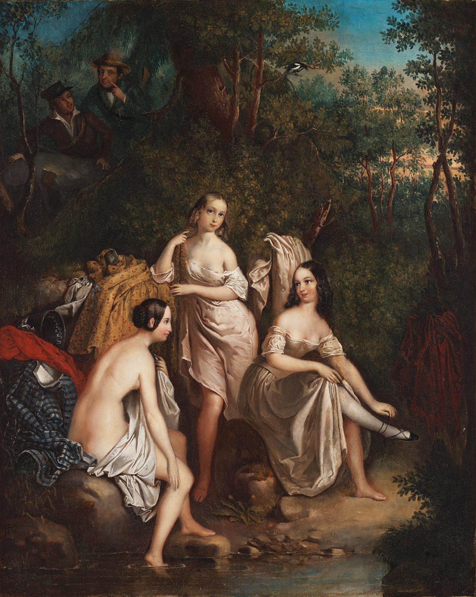 Artwork by Kilian Zoll, "Badande kvinnor" (Susanna and the Elders), Made of Canvas