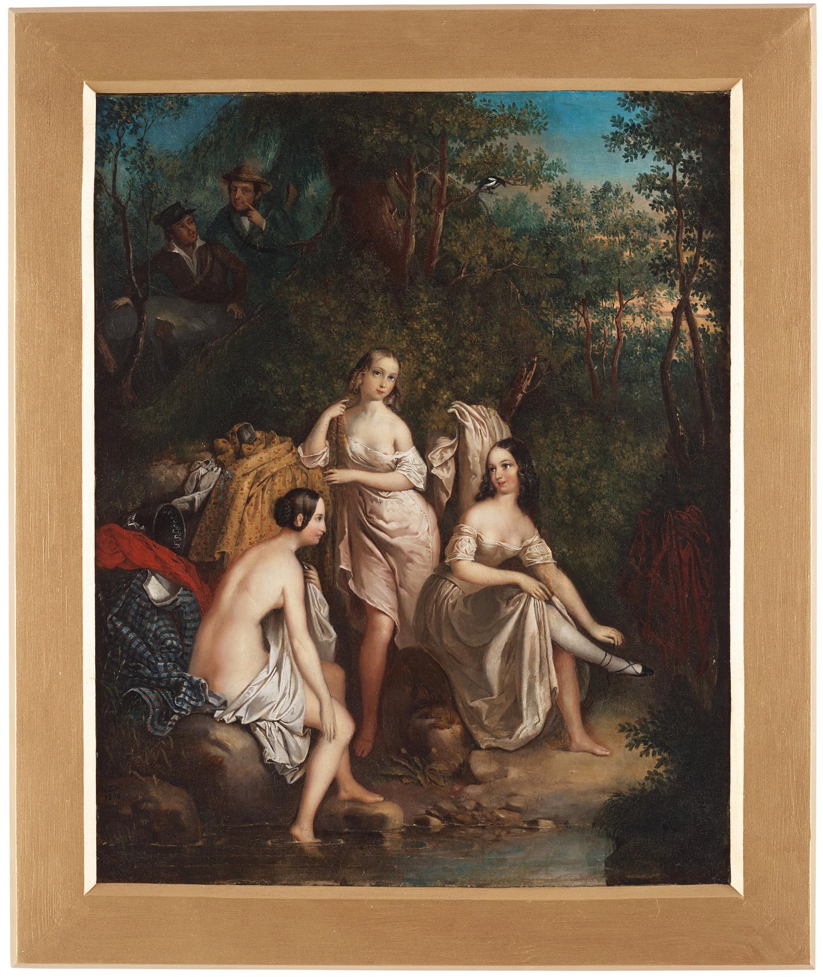 Artwork by Kilian Zoll, "Badande kvinnor" (Susanna and the Elders), Made of Canvas