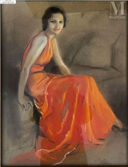 Elégante à la robe orange - Aymeric de Panat