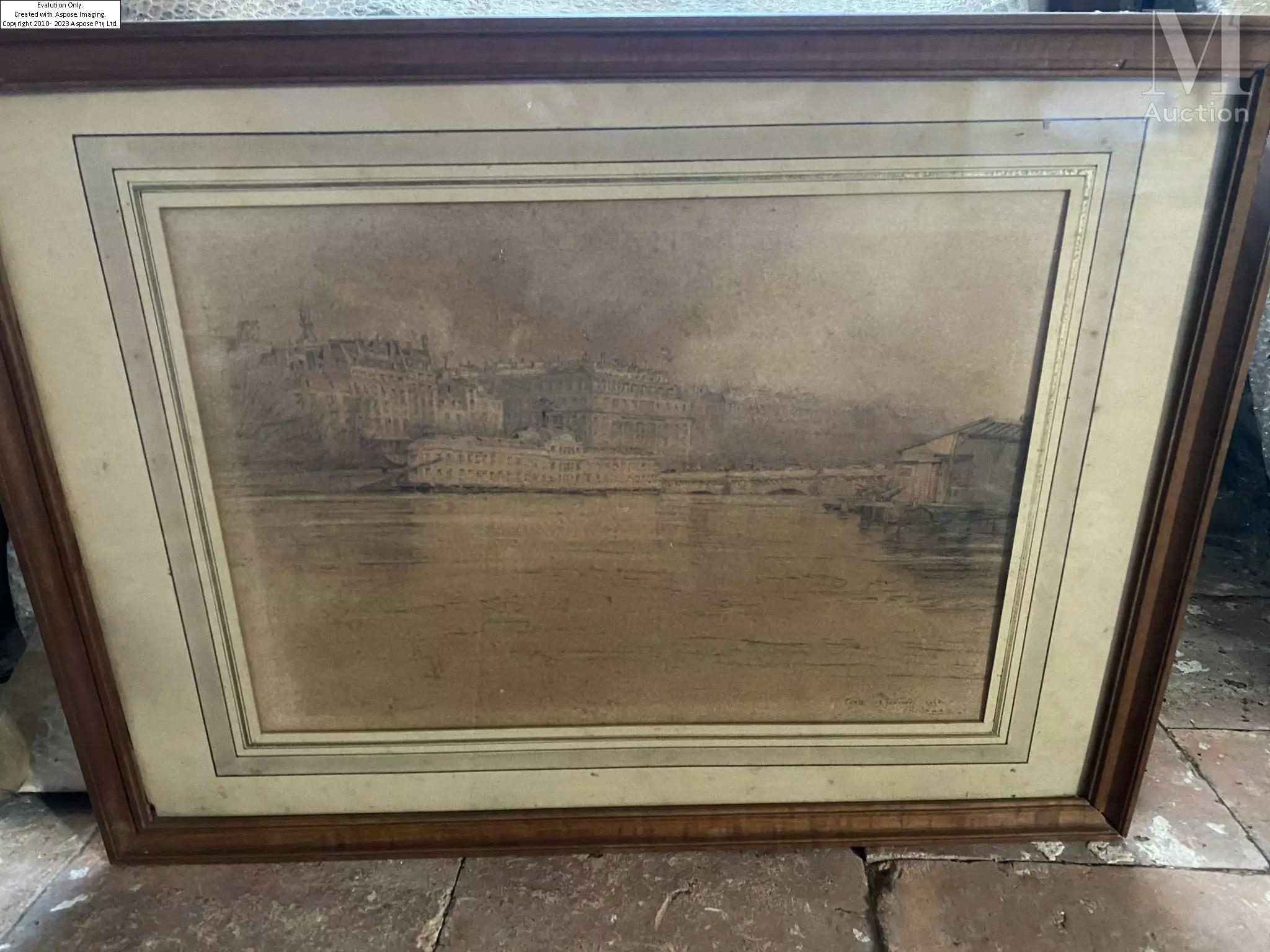 Artwork by Charles Jouas, Vue de Paris 29 janvier 1910, Made of grey pencil