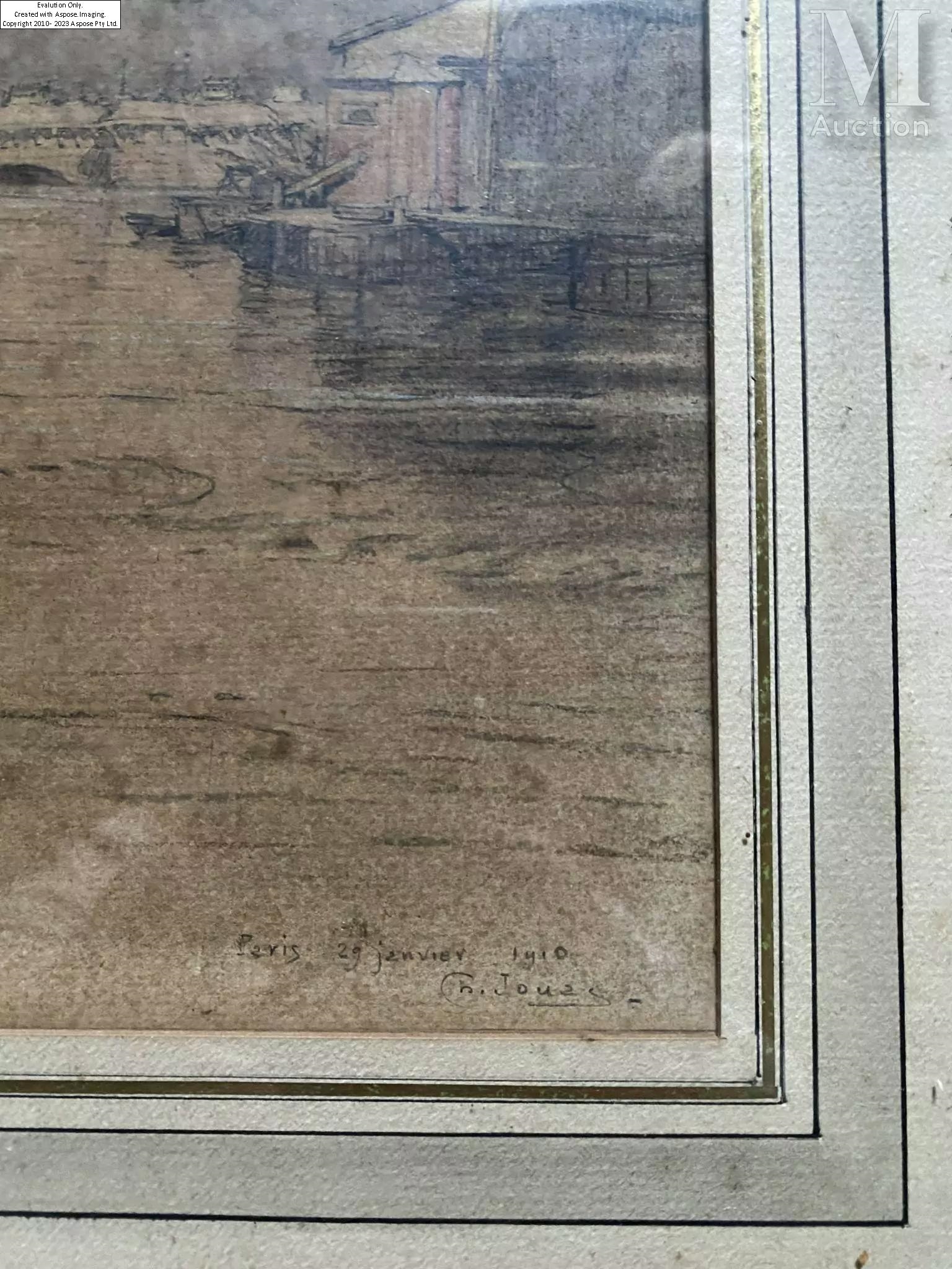 Artwork by Charles Jouas, Vue de Paris 29 janvier 1910, Made of grey pencil