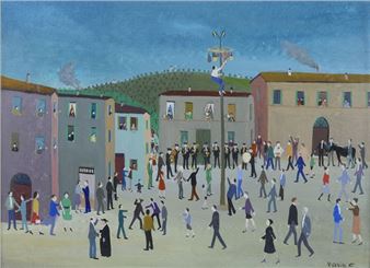 DIPINTO FESTA DI PAESE DI MARINO CECCARELLI - Marino Ceccarelli