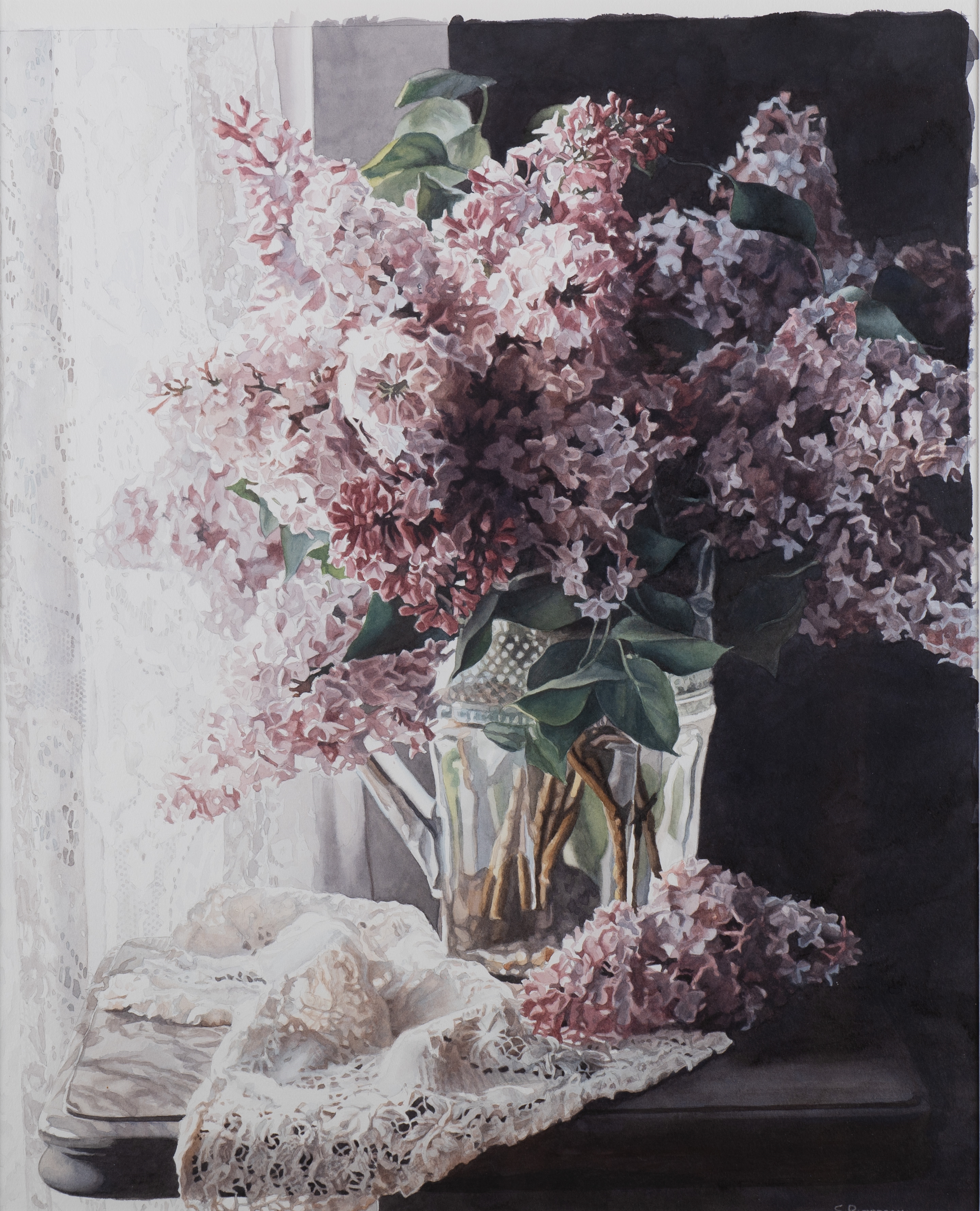 Artwork by Susan Paterson, Untitled - Lilacs in Vase, Made of watercolour on paper