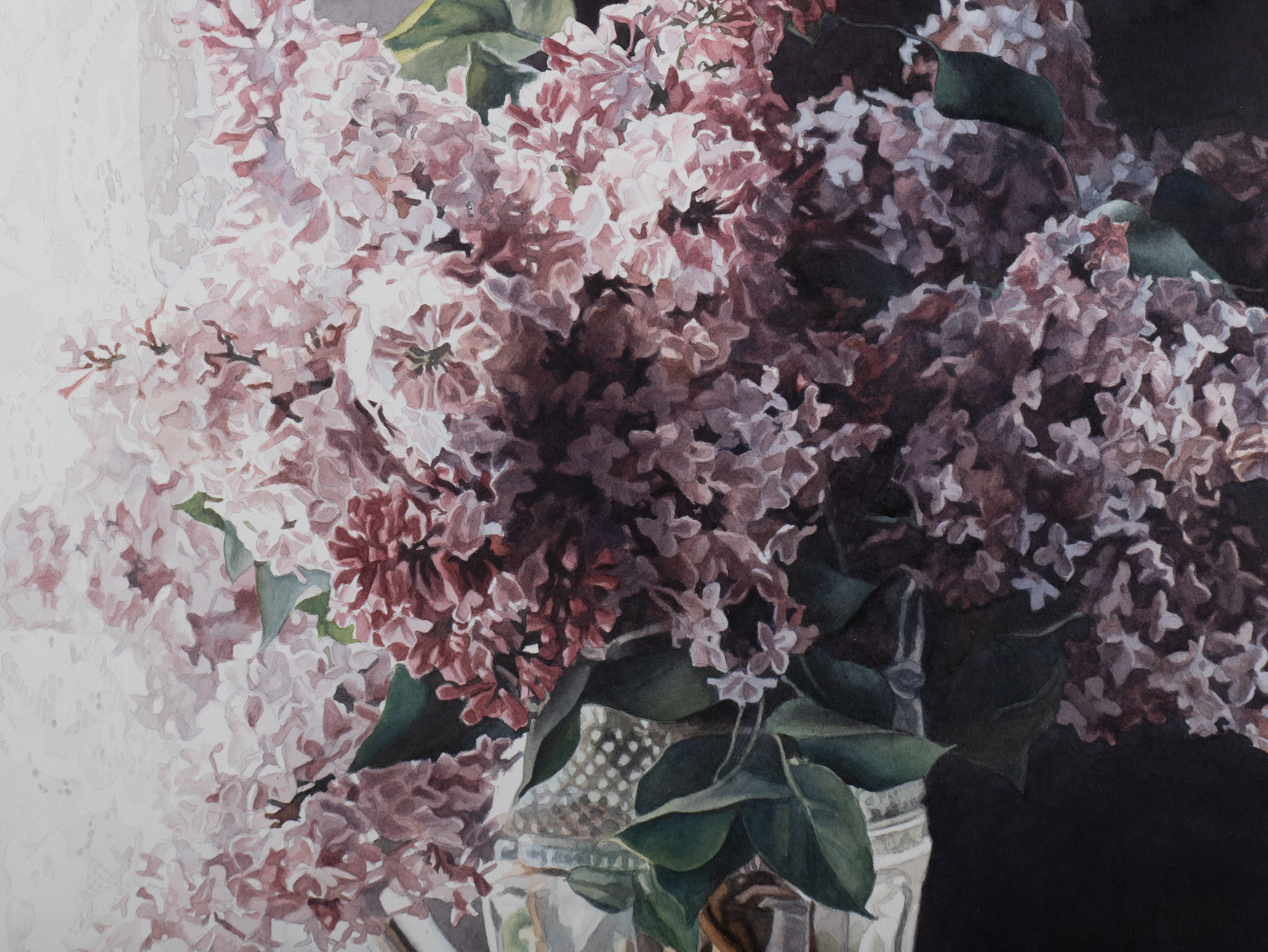 Artwork by Susan Paterson, Untitled - Lilacs in Vase, Made of watercolour on paper