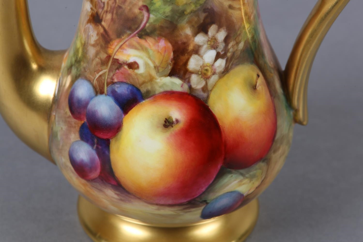 Artwork by William J. Bagnall, A ROYAL WORCESTER PORCELAIN COFFEE POT BY WILLIAM J BAGNALL