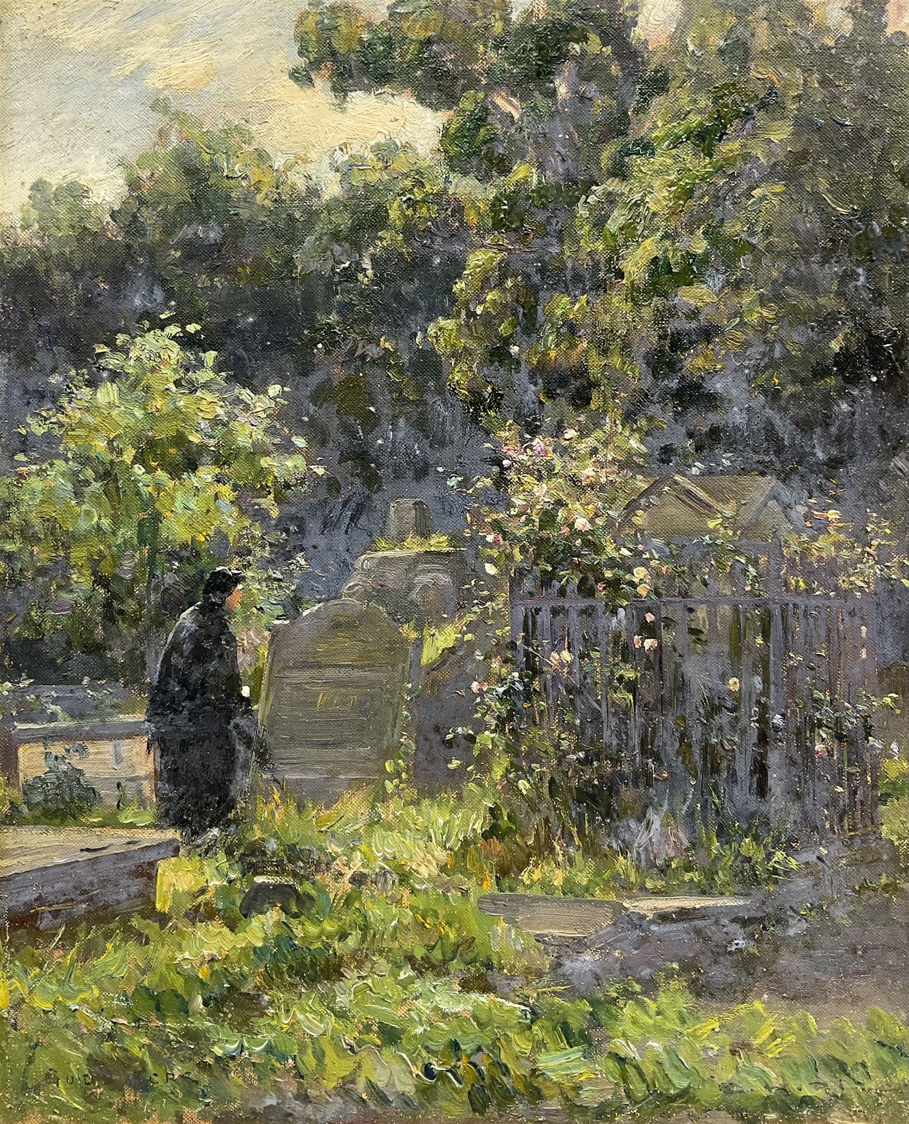 Ernest Higgens Rigg | God's Acre' - Figure in a Graveyard | MutualArt