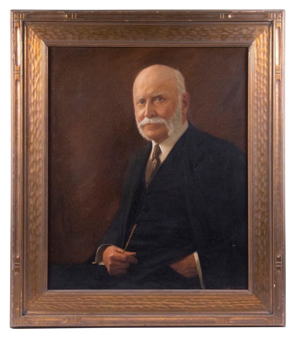 Artwork by Elise W. Bacharach, Portrait of Joshua Levering (1845-1935), Made of oil on canvasboard