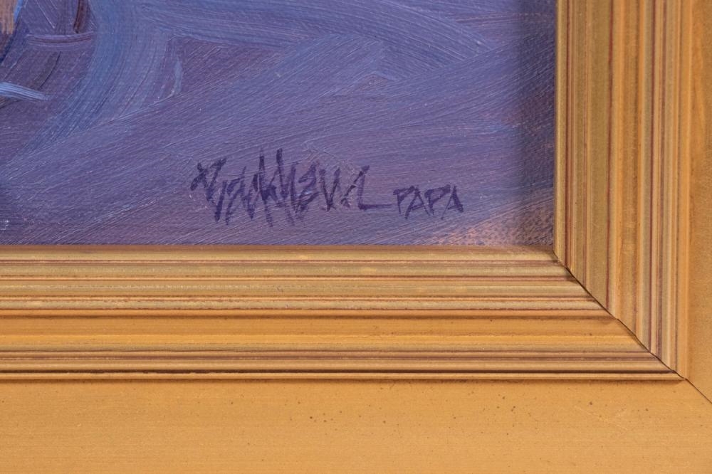 Artwork by Kenn Erroll Backhaus, "Weekend in Jerome (Arizona), Made of oil on hardboard