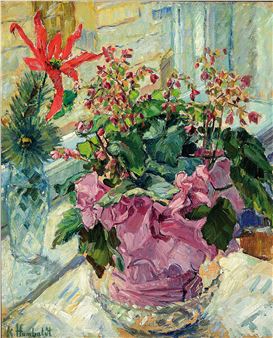 still life with potted plants on the windowsill - Karl Humbaldt