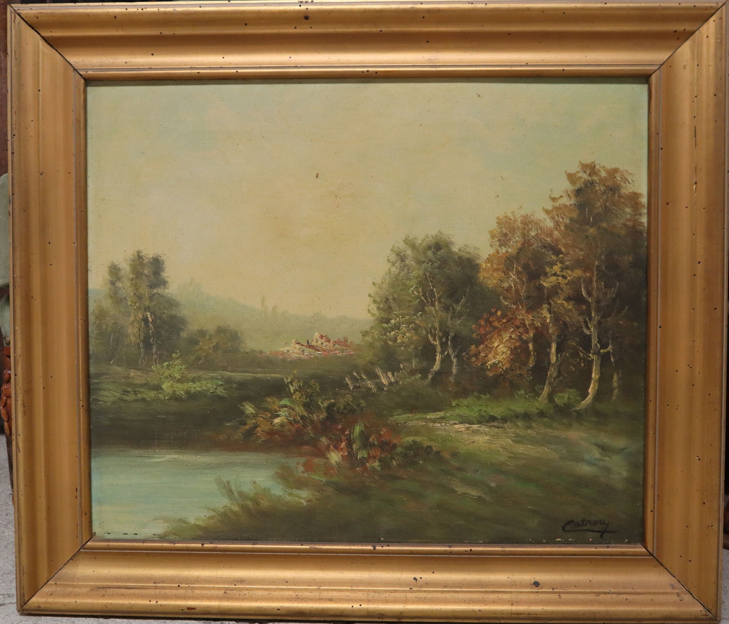 Henri Catrou | Henri CATROU (XIX-XXème) - Paysage à l'étang | MutualArt