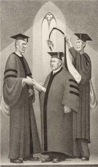 GRANT WOOD (1891-1942) PENCIL SIGNED LITHOGRAPH by Grant Wood, 1938