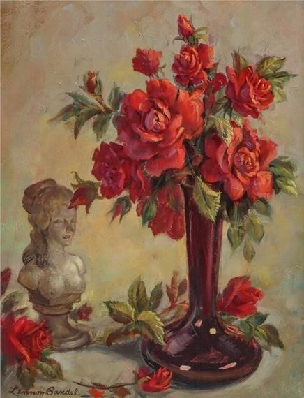 1906-2004). Red Roses. Signed lower left by Lennon Ray Bandel