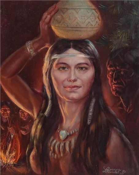 1906-2004). His Woman (The Water Carrier). 1981. Signed lower right by Lennon Ray Bandel, 1981