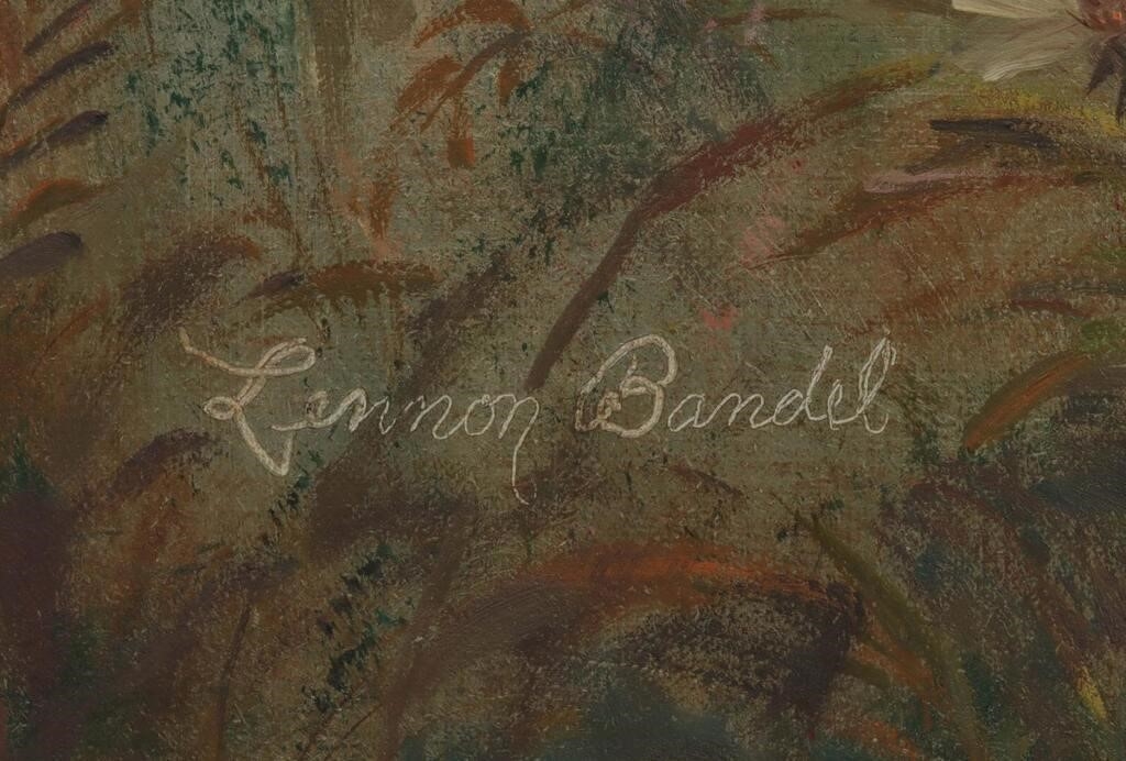 Artwork by Lennon Ray Bandel, 1906-2004). Song of Summer. Circa 1975. Clearly a Missouri subject, Made of Canvas