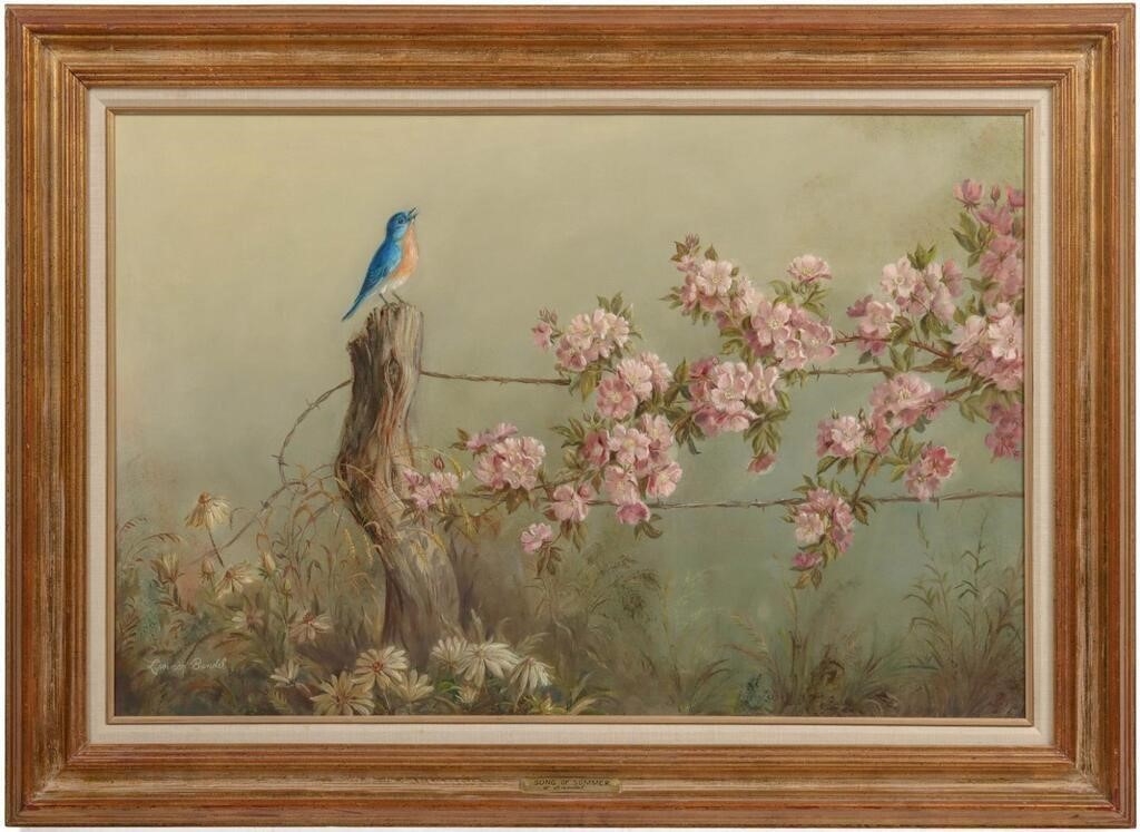 Artwork by Lennon Ray Bandel, 1906-2004). Song of Summer. Circa 1975. Clearly a Missouri subject, Made of Canvas