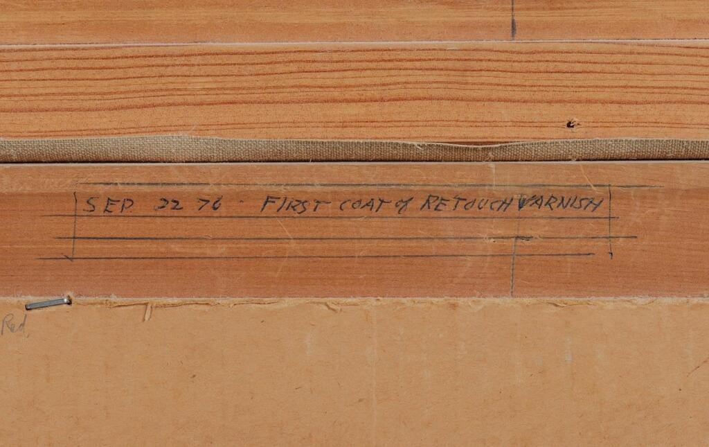 Artwork by Lennon Ray Bandel, 1906-2004). Song of Summer. Circa 1975. Clearly a Missouri subject, Made of Canvas