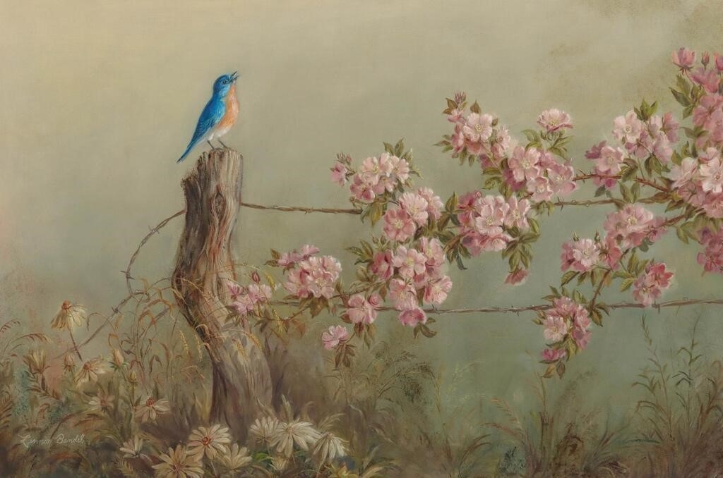 Artwork by Lennon Ray Bandel, 1906-2004). Song of Summer. Circa 1975. Clearly a Missouri subject, Made of Canvas