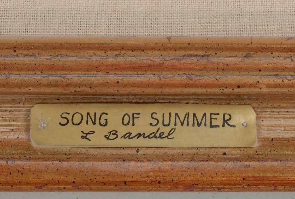 Artwork by Lennon Ray Bandel, 1906-2004). Song of Summer. Circa 1975. Clearly a Missouri subject, Made of Canvas
