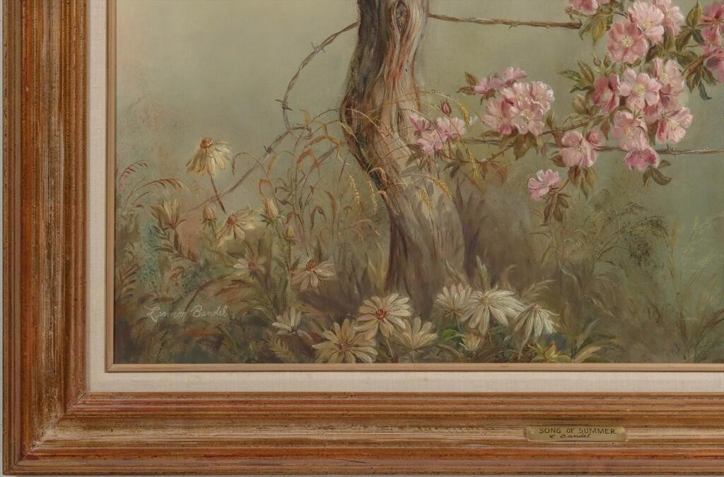Artwork by Lennon Ray Bandel, 1906-2004). Song of Summer. Circa 1975. Clearly a Missouri subject, Made of Canvas