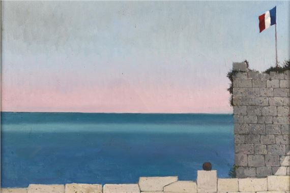 At Antibes oil on canvas signed lower left 43 by Frederic Bates