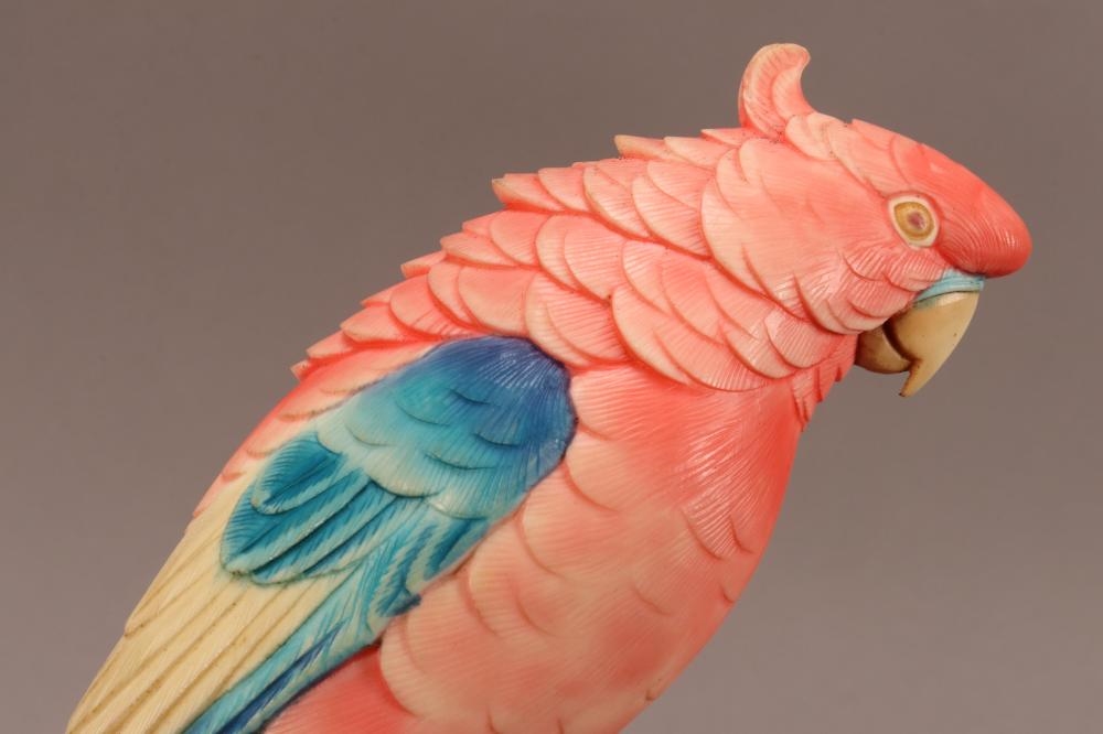 Japanese School | Lovely Japanese Carved Ivory Parrot | MutualArt