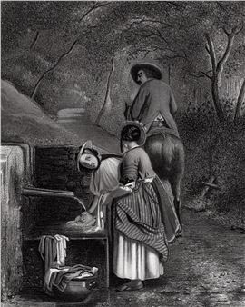 Laveuses à la fontaine montagnardes de la Foret-Noire (Washers at the mountain fountain of the Black Forest). - Armand Hubert Simon