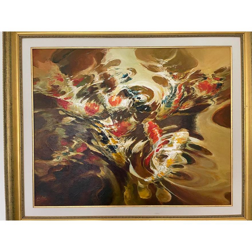 Artwork by Kang AH Sin, Carpes dans l'eau, Made of oil on canvas