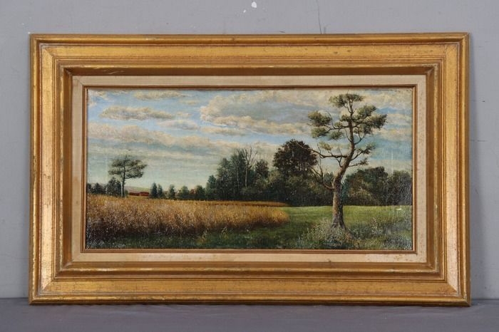 Artwork by G. W. Reed, Pastoral Landscape, Made of Oil on Stretched Canvas