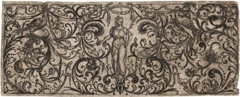 Ornamentaler Fries mit stehender Dame mit einem Zweig - Andreas Luining