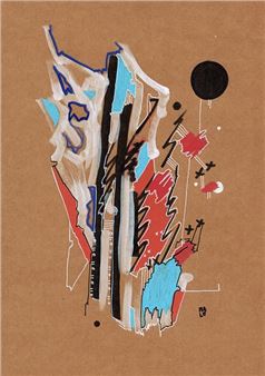 Sans titre / Technique mixte sur papier beige fort / Signé en bas à droite / - Malo