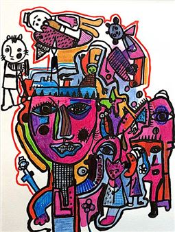 Sans titre / Feutre sur papier / Signé et daté en bas au milieu à la verticale / Contresigné et daté - Nicolas Malaize