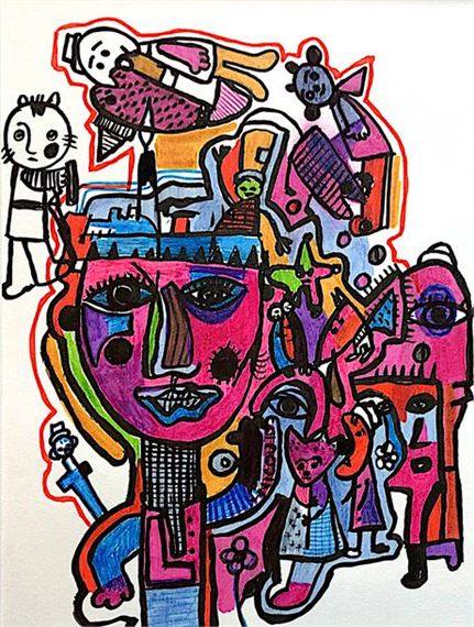 Sans titre / Feutre sur papier / Signé et daté en bas au milieu à la verticale / Contresigné et daté by Nicolas Malaize, circa 2010