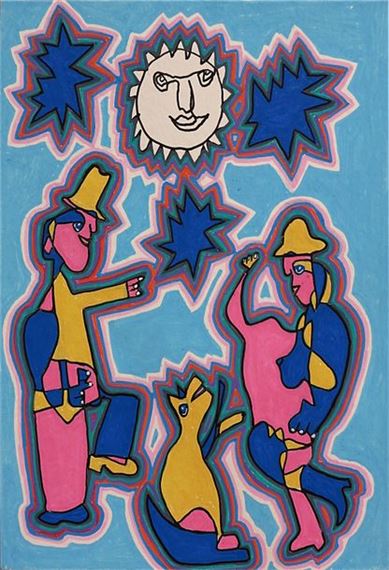 Sous le soleil blanc / Technique mixte sur papier fort / Titré, signé et daté by Gérard Sendrey, circa 2017